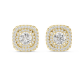 Double Halo Cushion Diamond Stud Earrings