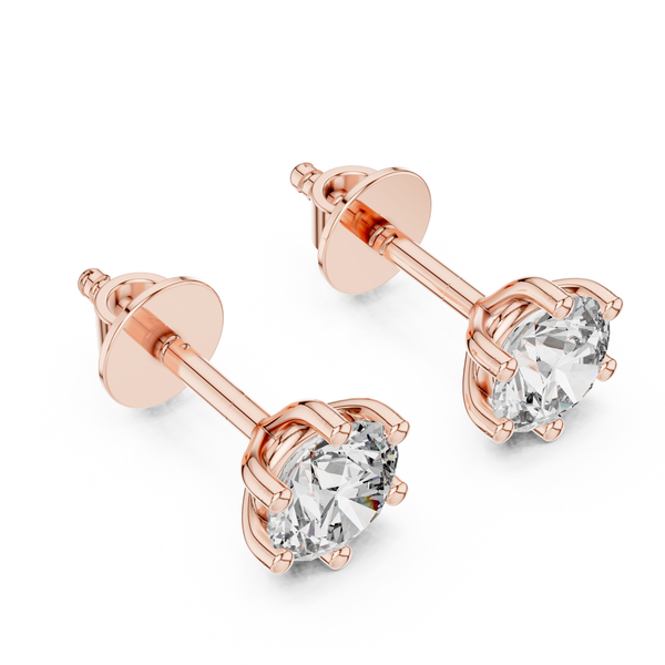 Elara Round Brilliant Diamond Solitaire Stud Earrings