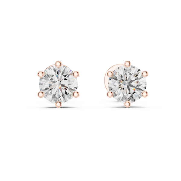 Elara Round Brilliant Diamond Solitaire Stud Earrings