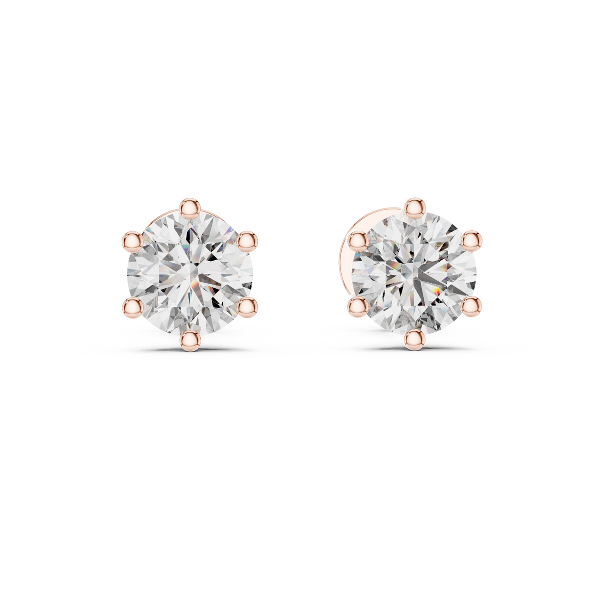 Elara Round Brilliant Diamond Solitaire Stud Earrings