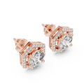 Celestia Round Brilliant Diamond Hexagonal Halo Stud Earrings