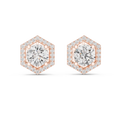 Celestia Round Brilliant Diamond Hexagonal Halo Stud Earrings