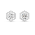 Celestia Round Brilliant Diamond Hexagonal Halo Stud Earrings
