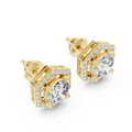 Celestia Round Brilliant Diamond Hexagonal Halo Stud Earrings
