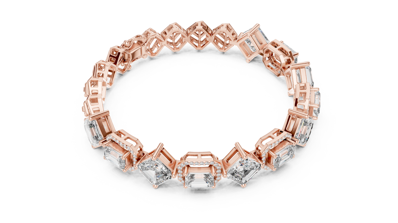 Aurora Halo Mixed-Cut Diamond Tennis Bracelet detail