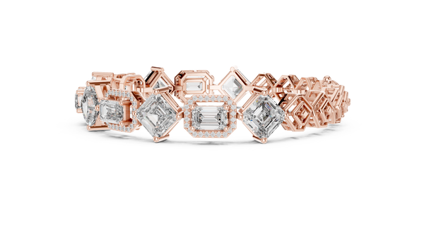 Aurora Halo Mixed-Cut Diamond Tennis Bracelet
