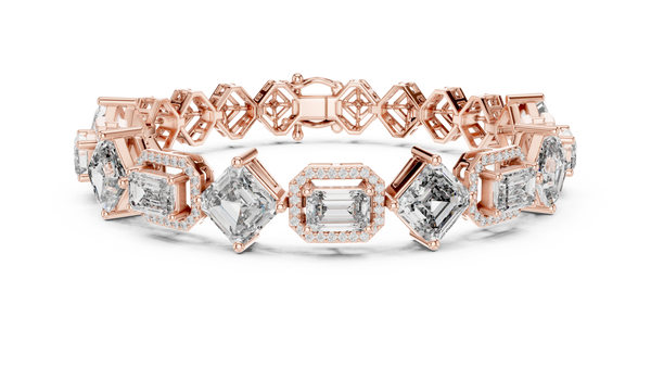 Aurora Halo Mixed-Cut Diamond Tennis Bracelet
