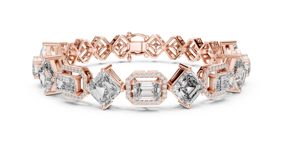 Aurora Halo Mixed-Cut Diamond Tennis Bracelet