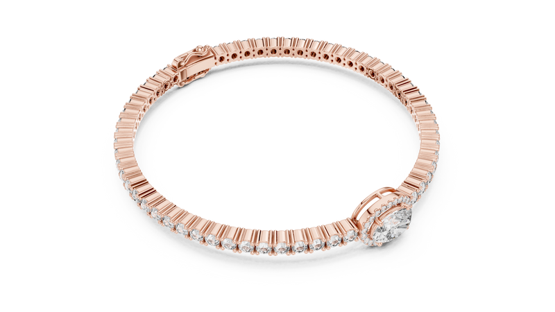 Celeste Halo Oval Diamond Tennis Bracelet detail