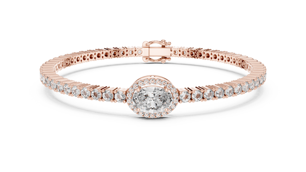Celeste Halo Oval Diamond Tennis Bracelet