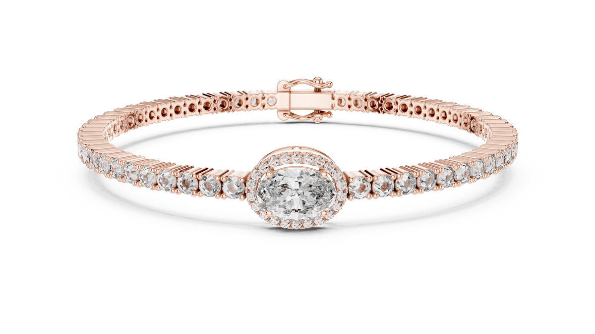 Celeste Halo Oval Diamond Tennis Bracelet