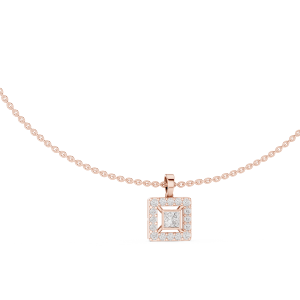 Seren Princess-Cut Diamond Halo Necklace