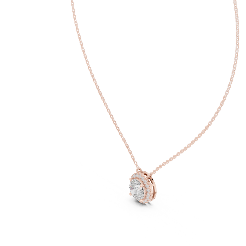Celestia Round Diamond Halo Pendant detail