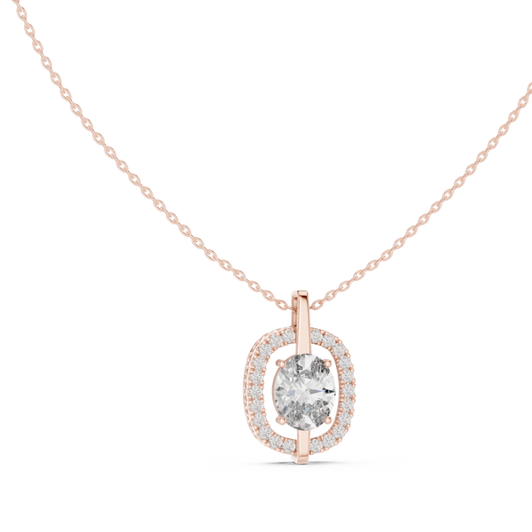 Elara Oval Diamond Halo Pendant