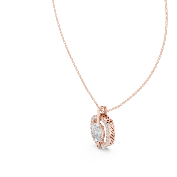 Elara Oval Diamond Halo Pendant