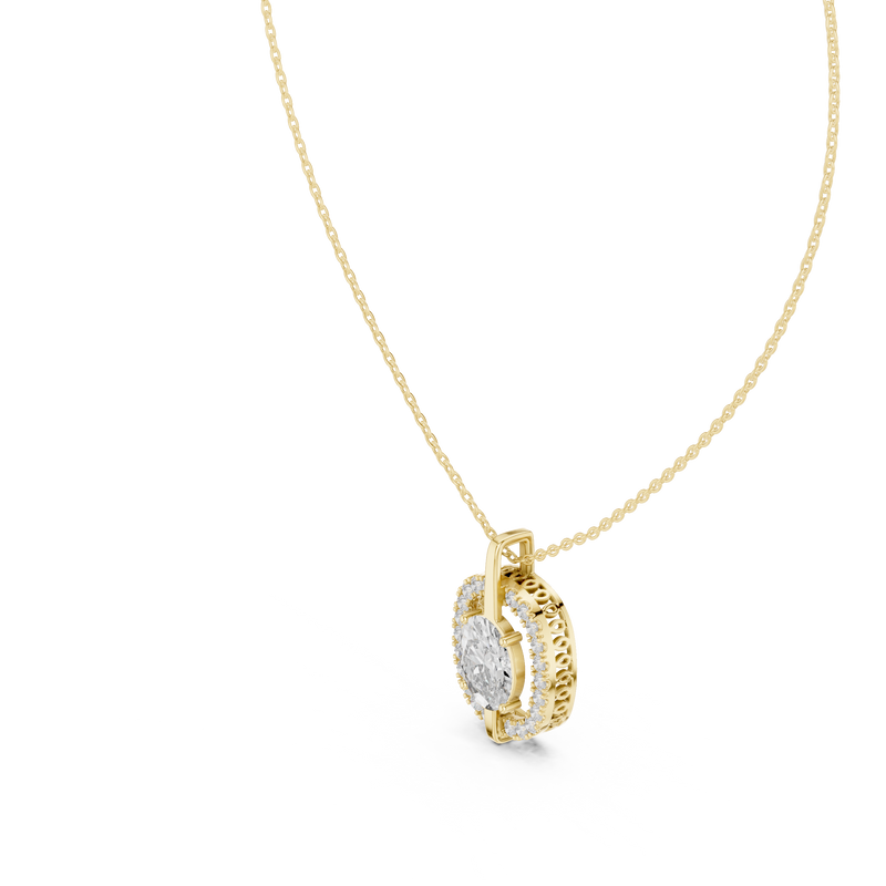 Elara Oval Diamond Halo Pendant detail