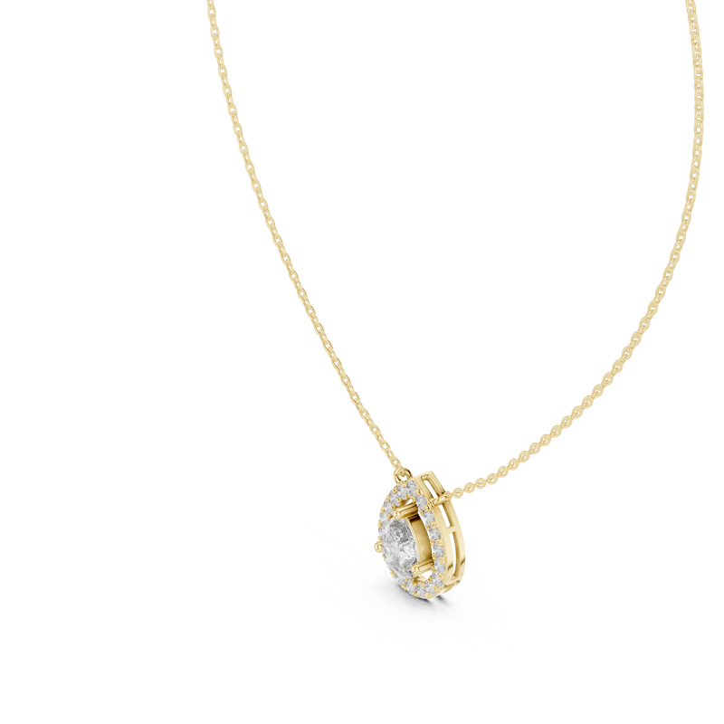 Seraphine Pear Diamond Halo Pendant detail