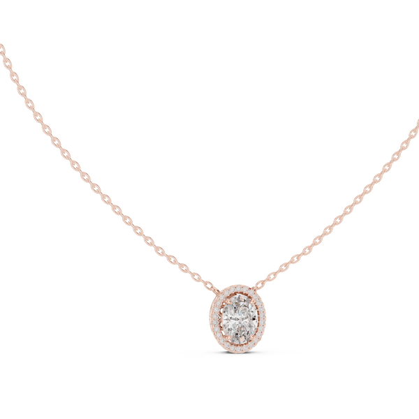 Elara Oval Halo Diamond Pendant