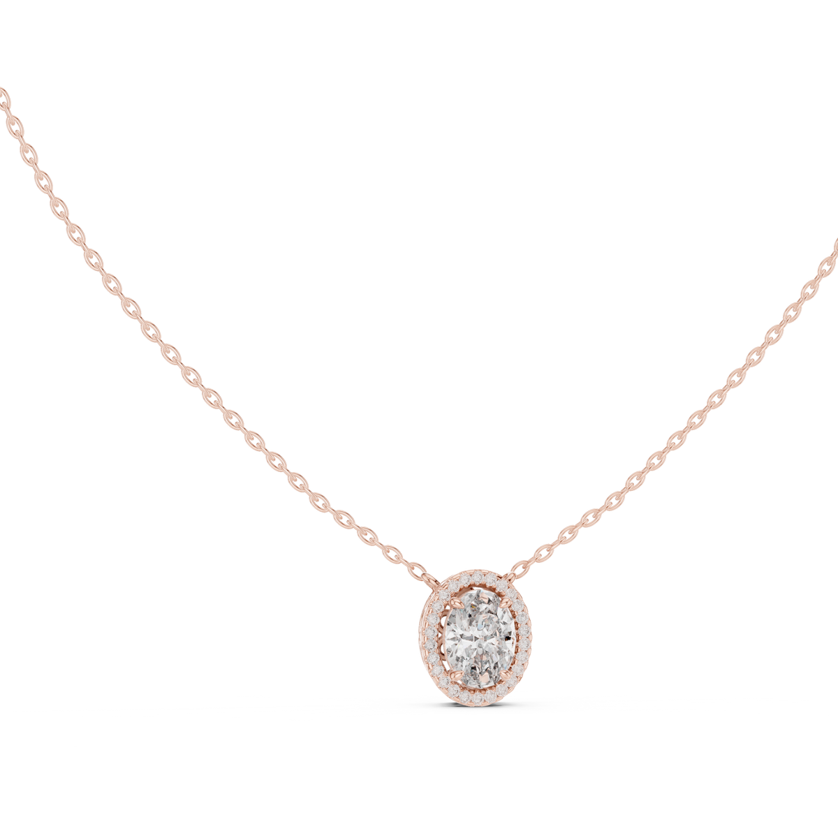 Elara Oval Halo Diamond Pendant