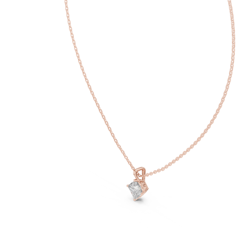 Isolde Princess Cut Diamond Solitaire Pendant detail