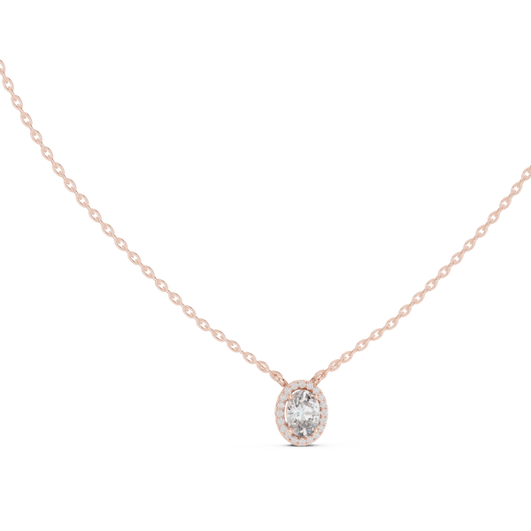 Lunelle Oval Diamond Halo Pendant