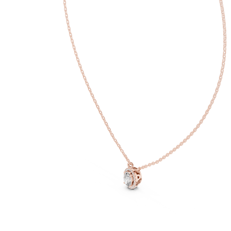 Lunelle Oval Diamond Halo Pendant detail