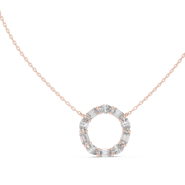 Virelia Oval & Emerald Diamond Circle Pendant