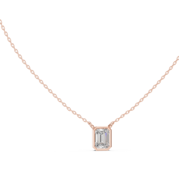 Varelle Emerald Cut Diamond Bezel Pendant