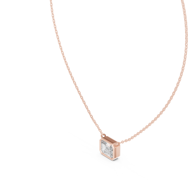 Elara Emerald Cut Diamond Pendant detail