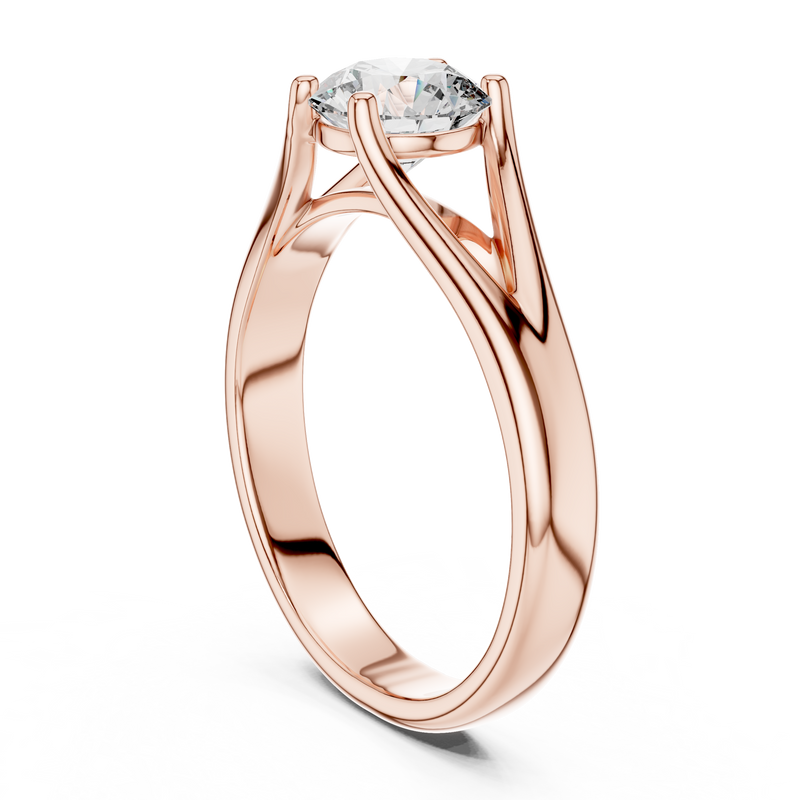 Elara Round Brilliant Diamond Split Shank Solitaire Ring detail