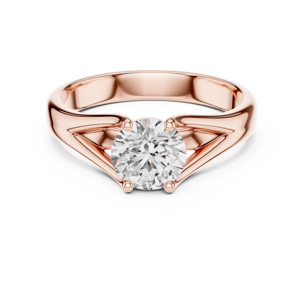 Elara Round Brilliant Diamond Split Shank Solitaire Ring