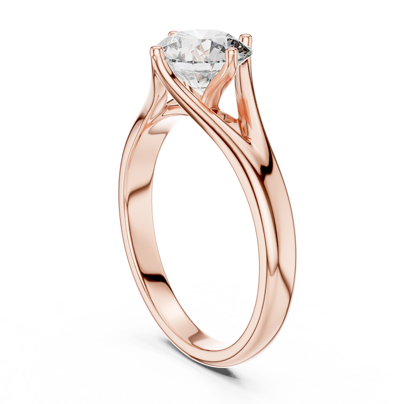 Valeria Round Brilliant Diamond Sculpted Split-Shank Solitaire Ring detail