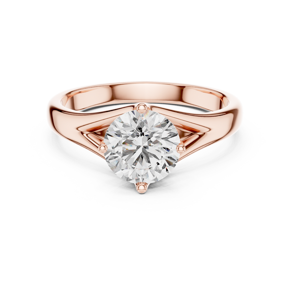 Valeria Round Brilliant Diamond Sculpted Split-Shank Solitaire Ring