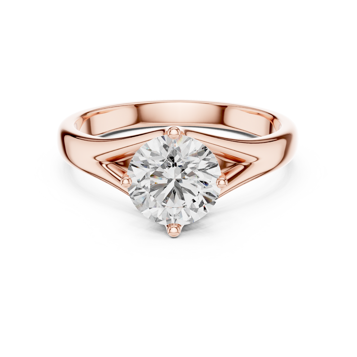 Valeria Round Brilliant Diamond Sculpted Split-Shank Solitaire Ring