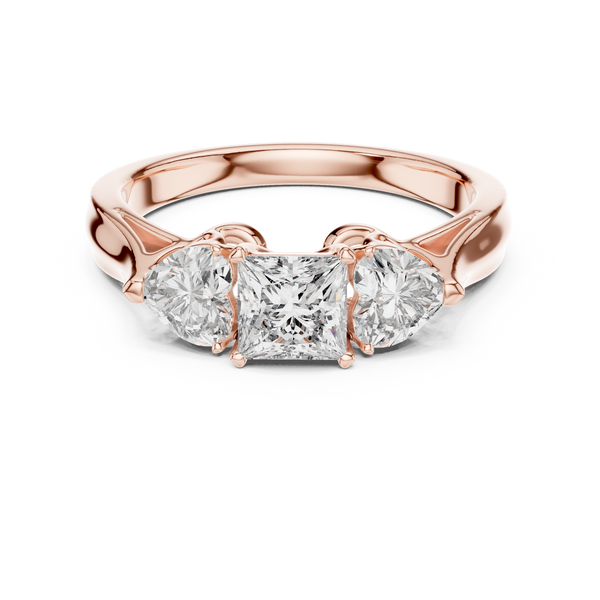 Seraphina Princess & Heart Diamond Three-Stone Ring