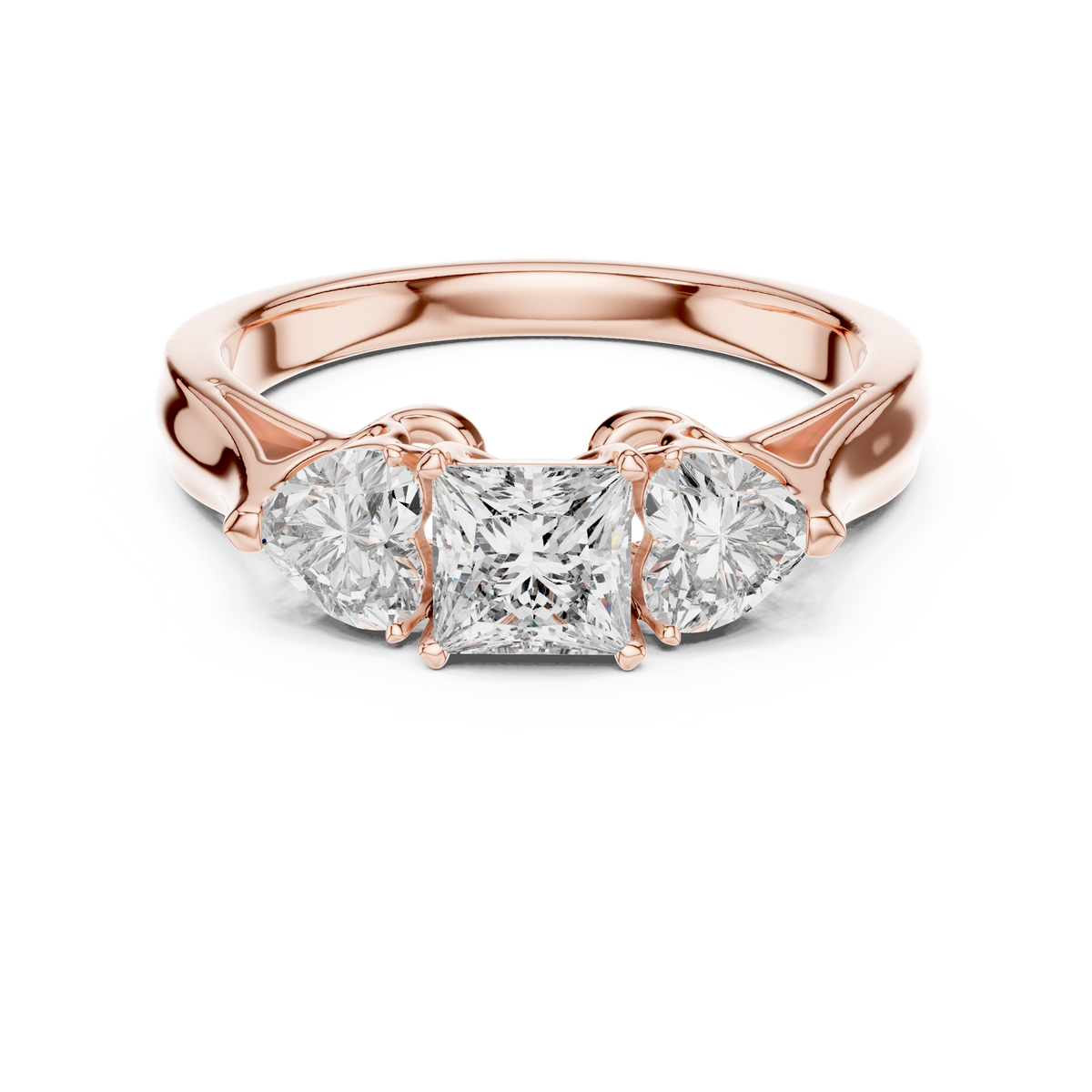 Seraphina Princess & Heart Diamond Three-Stone Ring
