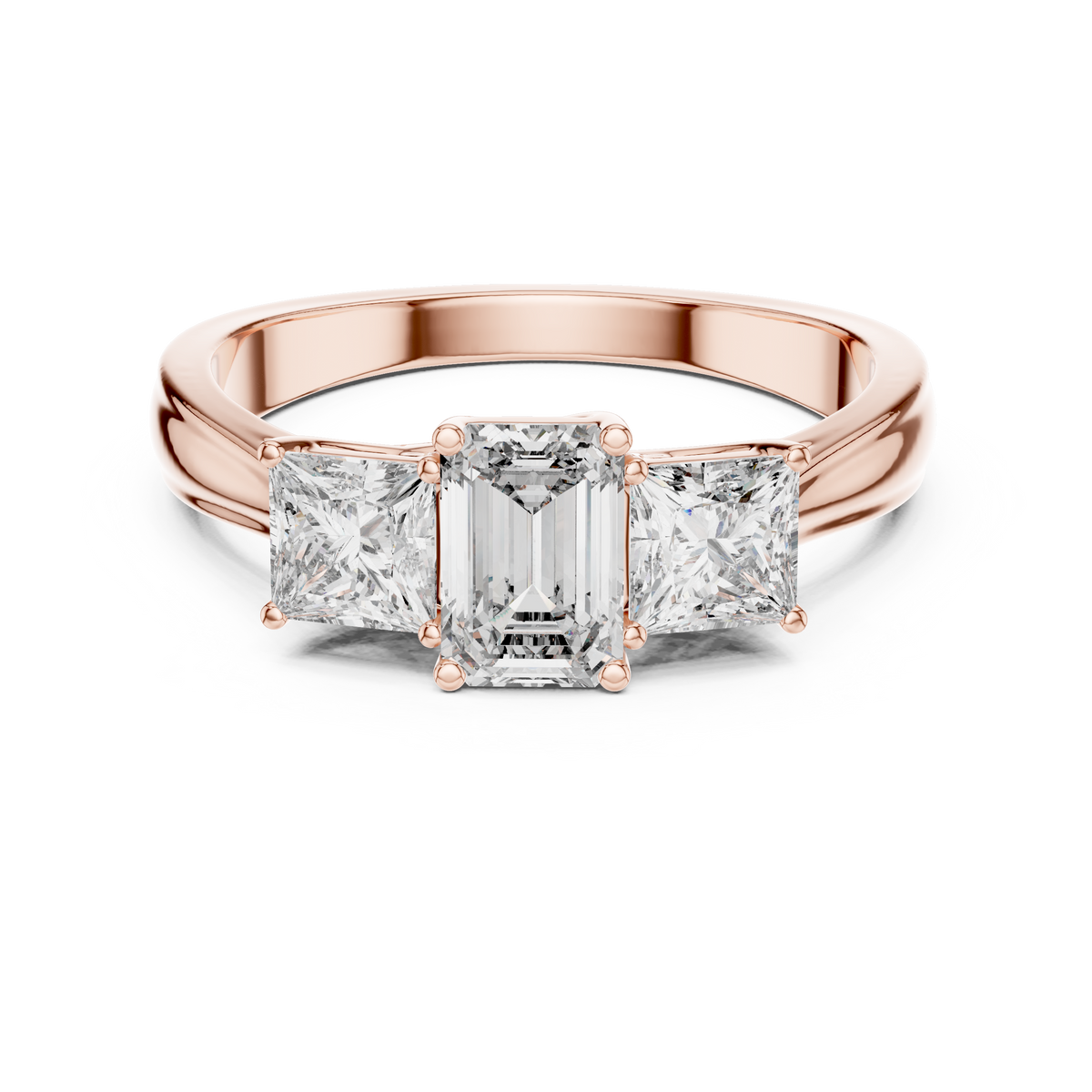 Celestine Emerald & Princess Diamond Three-Stone Ring