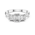 Celestine Emerald & Princess Diamond Three-Stone Ring