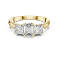 Celestine Emerald & Princess Diamond Three-Stone Ring