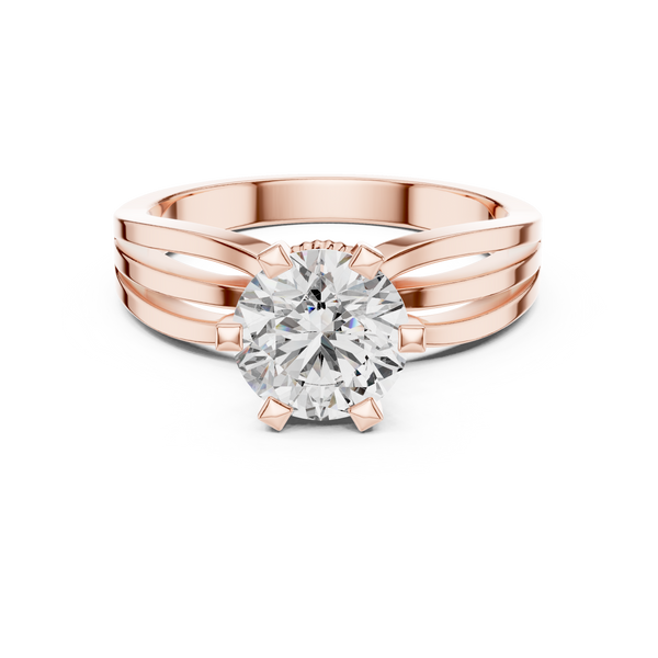 Evelisse Round Brilliant Diamond Triple Split-Shank Solitaire Ring