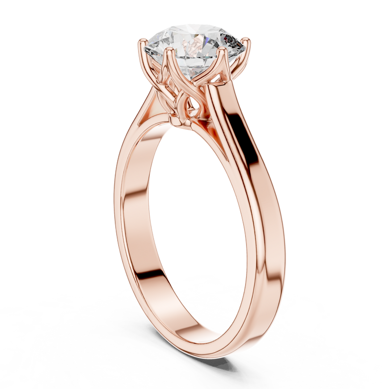 Seralyn Round Brilliant Diamond Sculptural Solitaire Ring detail