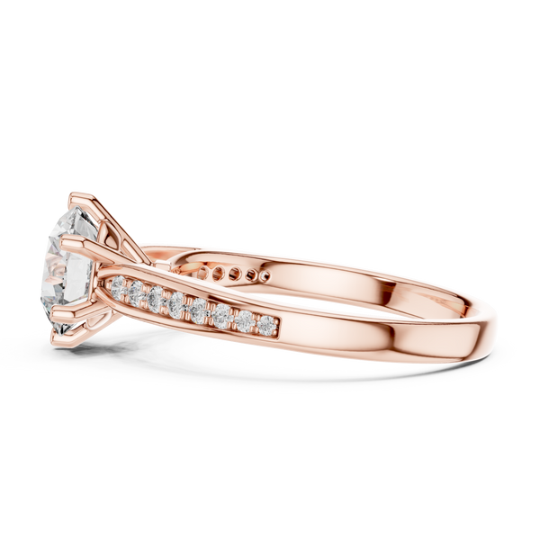 Aveline Round Brilliant Diamond Pavé Solitaire Ring