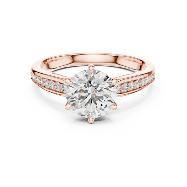 Aveline Round Brilliant Diamond Pavé Solitaire Ring
