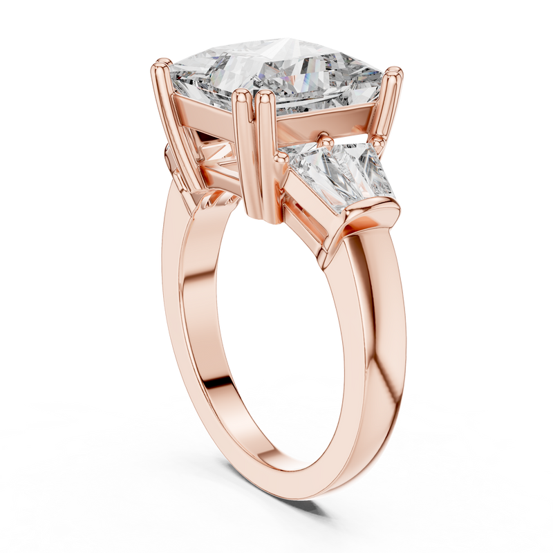 Elara Princess Cut Diamond Three-Stone Ring detail
