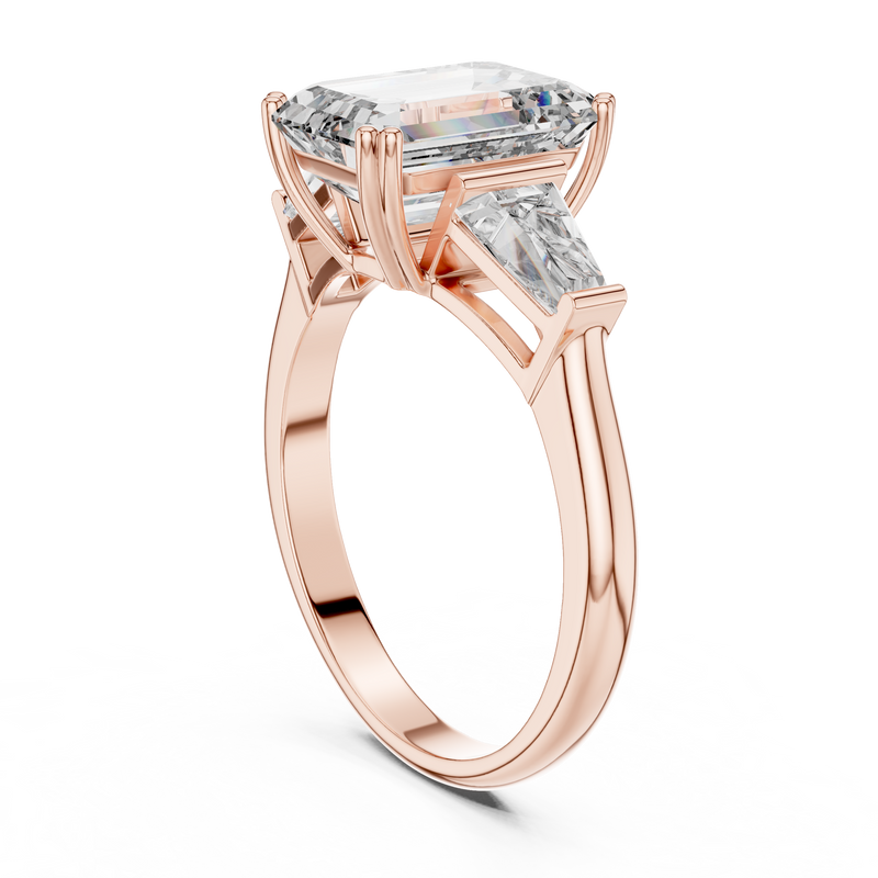 Aurelia Emerald Cut Diamond Three-Stone Ring detail
