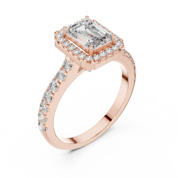 Aurelia Emerald Diamond Halo Ring