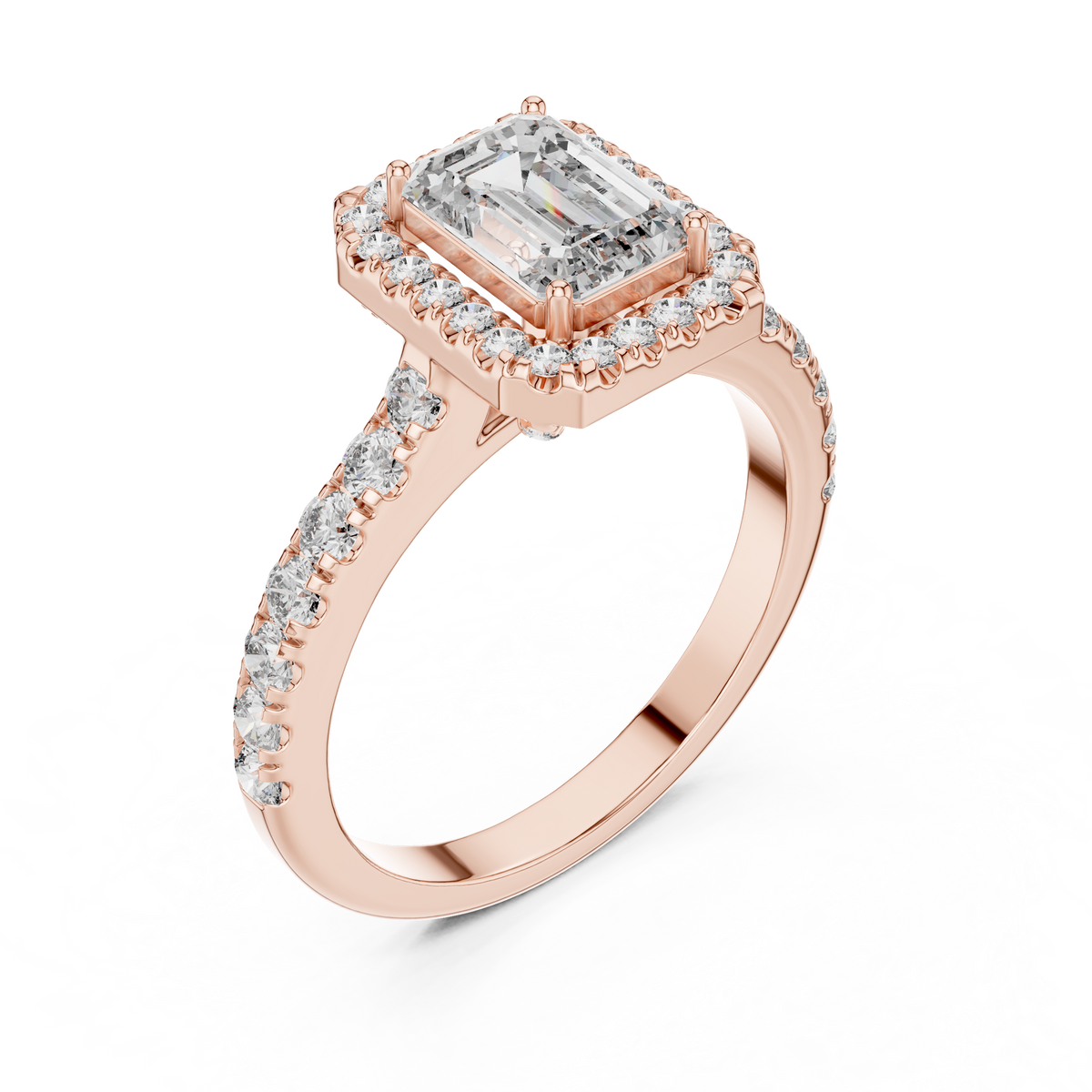 Aurelia Emerald Diamond Halo Ring