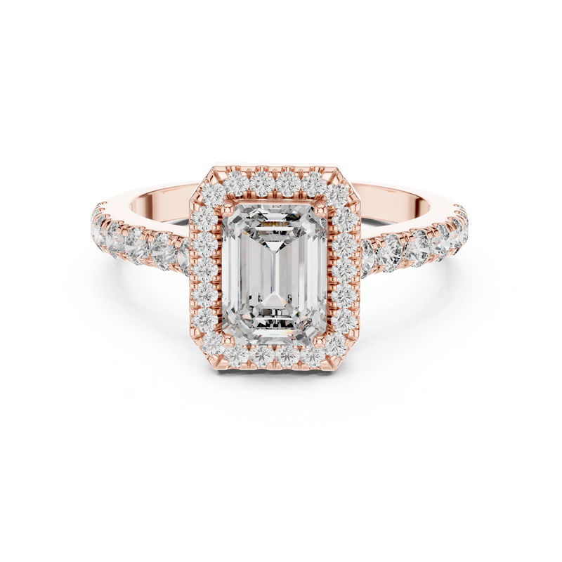 Aurelia Emerald Diamond Halo Ring detail