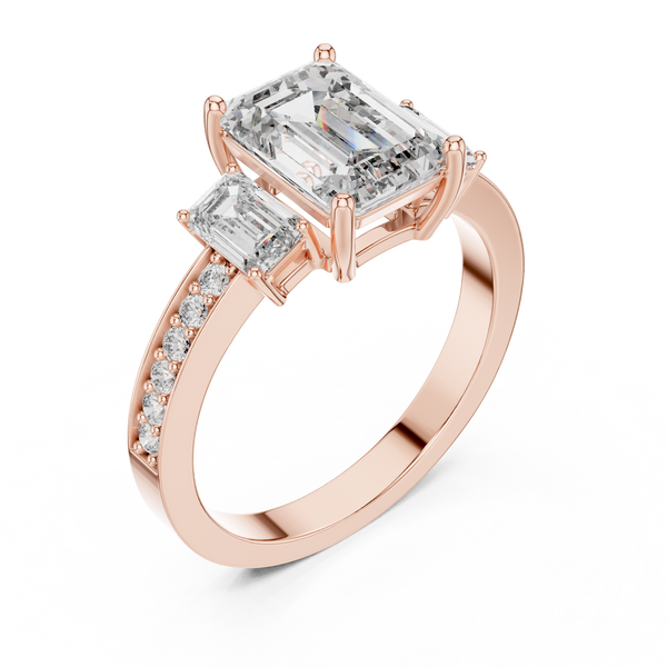 Elowen Emerald Three-Stone Diamond Ring