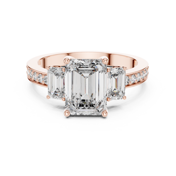 Elowen Emerald Three-Stone Diamond Ring